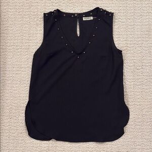 Necessary Clothing Black Grommet Detail Size Small Sleeveless Tank Top EUC